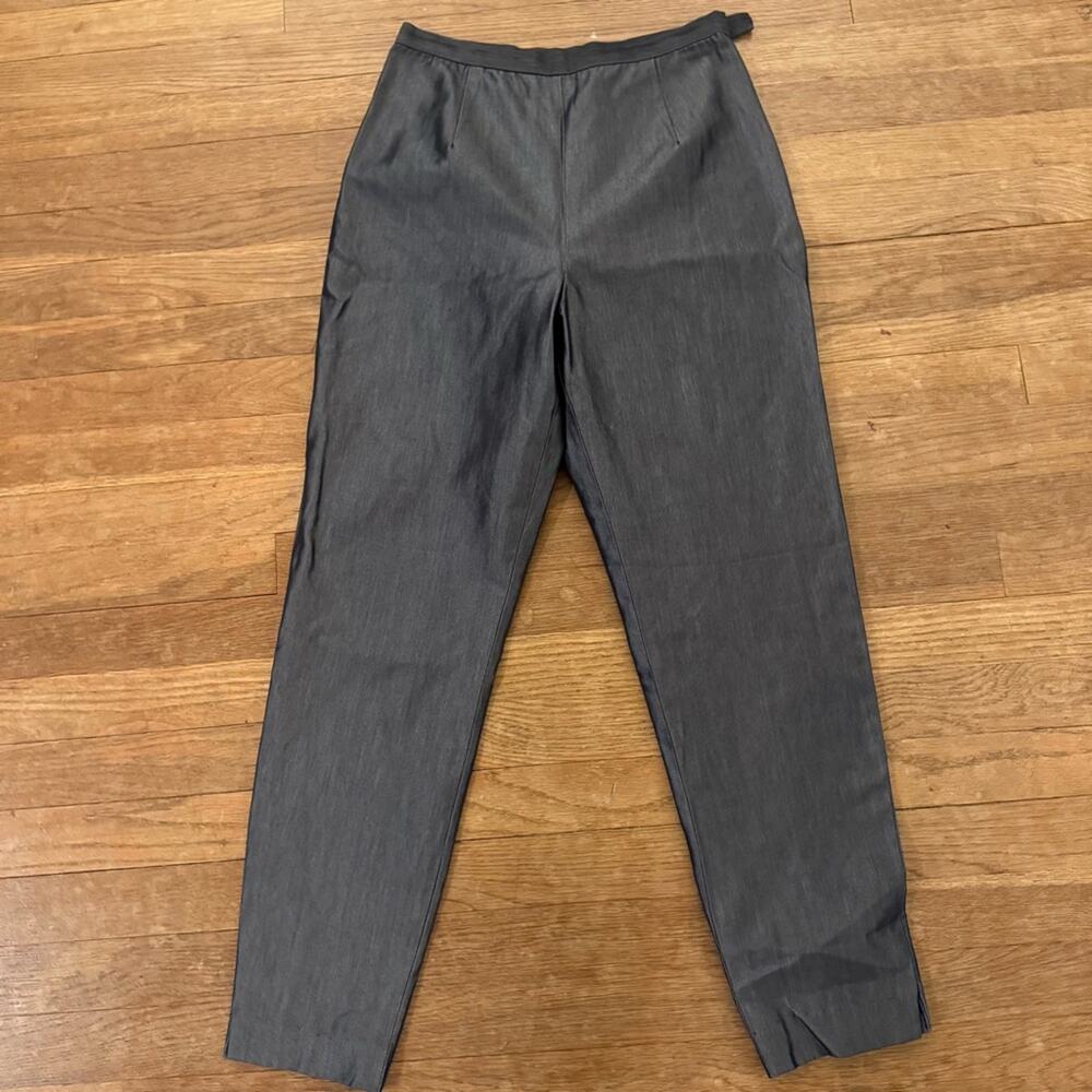 Oscar metallic gray dressy high-rise straight leg pants size 4
b30